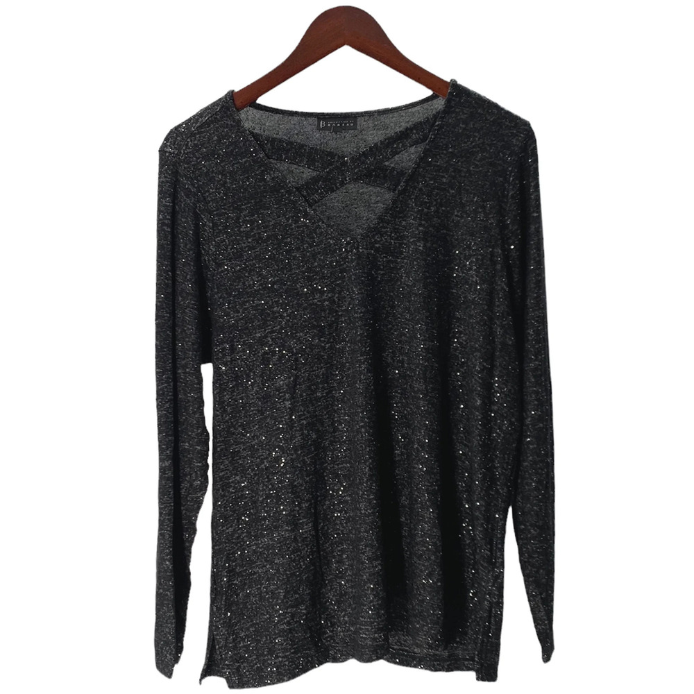 B Collection by Bobeau Cross Front Top Raven Black - Regular